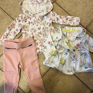 Carter's Floral and Pink Long Sleeve Tops and Baby Gap leggings